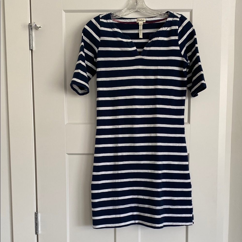 Hatley Cotton Striped Navy and White Mini Dress
